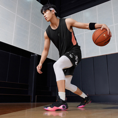 中国李宁韦德系列GLARE联名透气休闲松紧男子运动裤短裤AAPS053