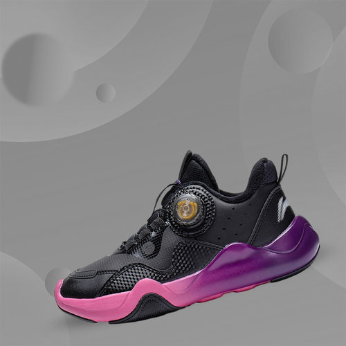 Lining/李宁正品男女童减震回弹圆头低帮自动扣厚运动鞋YKCS176