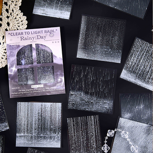 拾光PET贴纸包 今日有雨 白墨雨水雨滴手账照片拼贴装饰透明贴