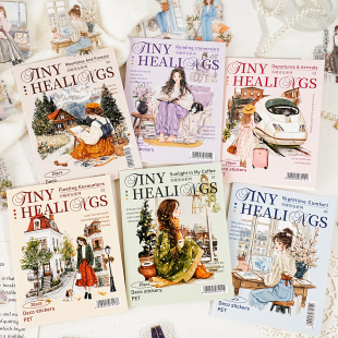 饰防水贴画 插画人物女孩生活日常手账装 意鸟PET贴纸包 岁暖常安