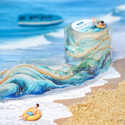 美好的一天PET胶带 星河浪花 烫金波浪水纹夏日清凉手账拼贴装饰