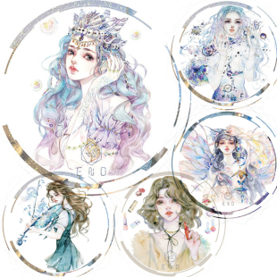 【处理】ENO和纸胶带 唯美梦幻星空人物手帐装饰贴幻辰人鱼