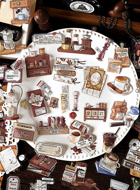 Infeel时光眷恋PET贴纸包  复古文艺咖啡唱片印章手帐装饰贴画