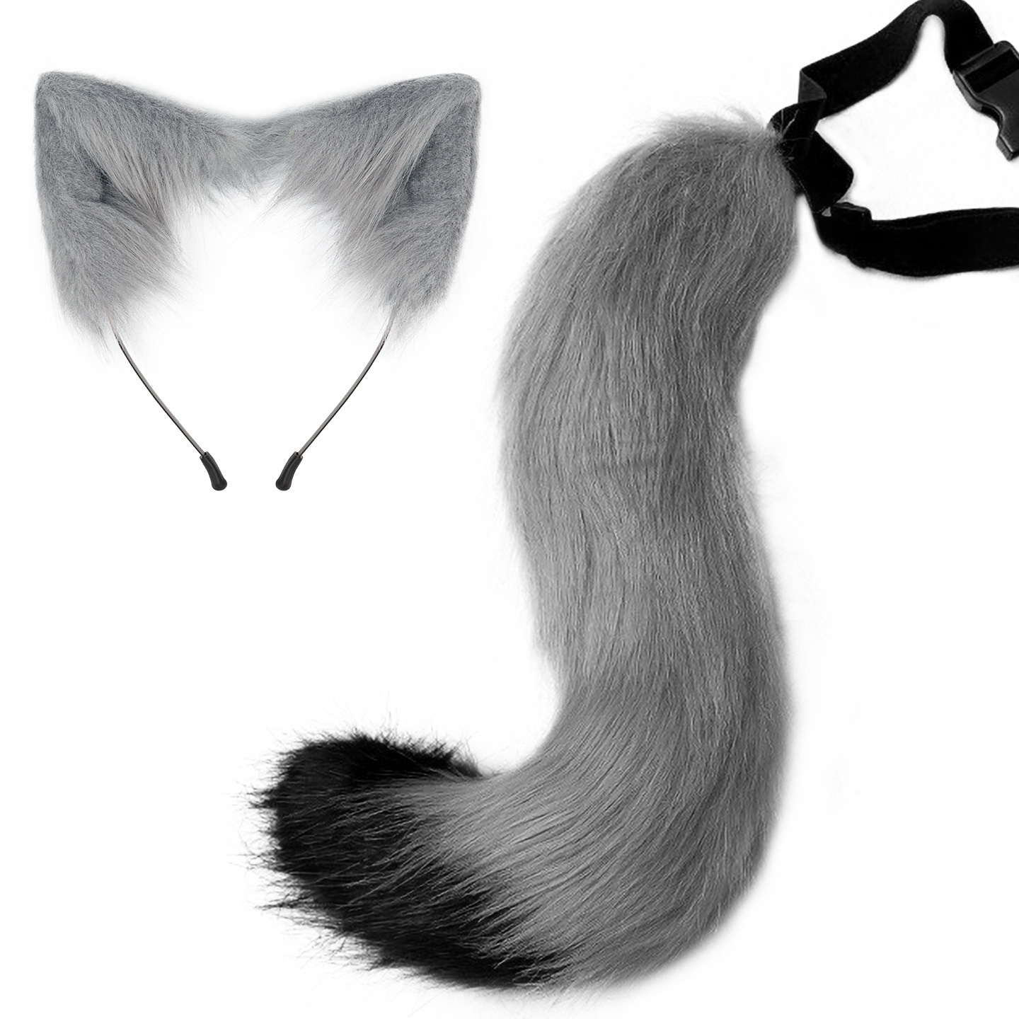 万圣节cos仿真狐狸毛绒尾巴服装配饰兽尾猫耳发箍头饰一件代发