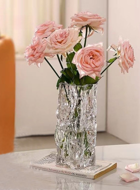 代发包邮花瓶玻璃透明水养插花瓶轻奢高级感ins风大口桌面鲜花瓶