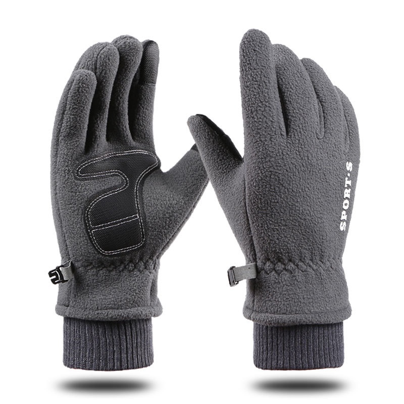 摇粒绒手套 全指男女冬季保暖手套 加绒加厚户外运动骑行滑雪