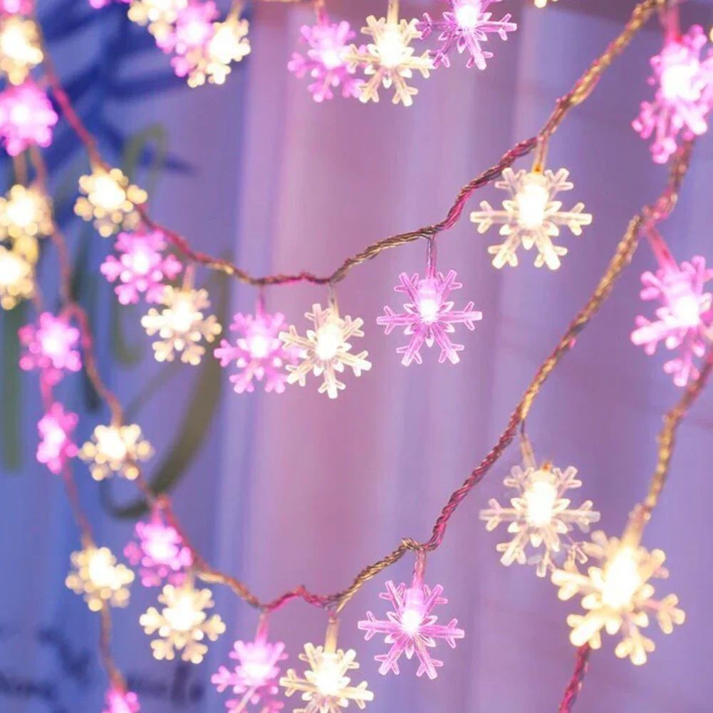 20Leds String Lights Snowflake Star Rose LED Fairy Lights 3M