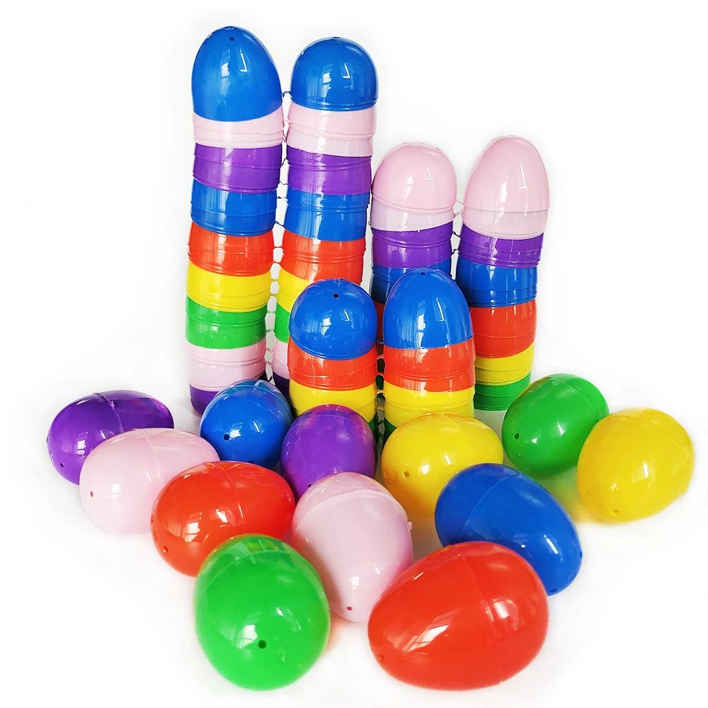 12/24/50Pcs Easter Fillable Eggs Colorful Plastic Candy Gift