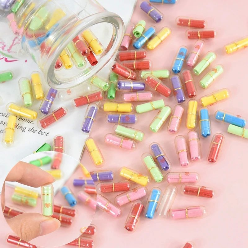 105pcs Message Capsules Letter Love Pill Transparent Color M