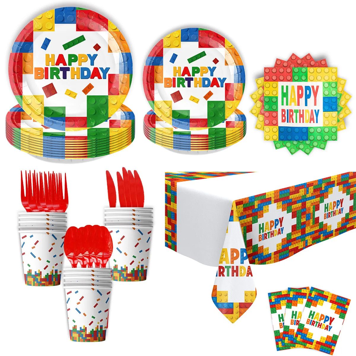 10pcs Lego Themed Party Decoration Tableware Disposable Pape