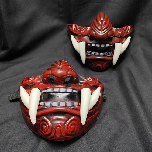 Halloween Masquerade Red Prajna Mask Cosplay Noh Japanese La
