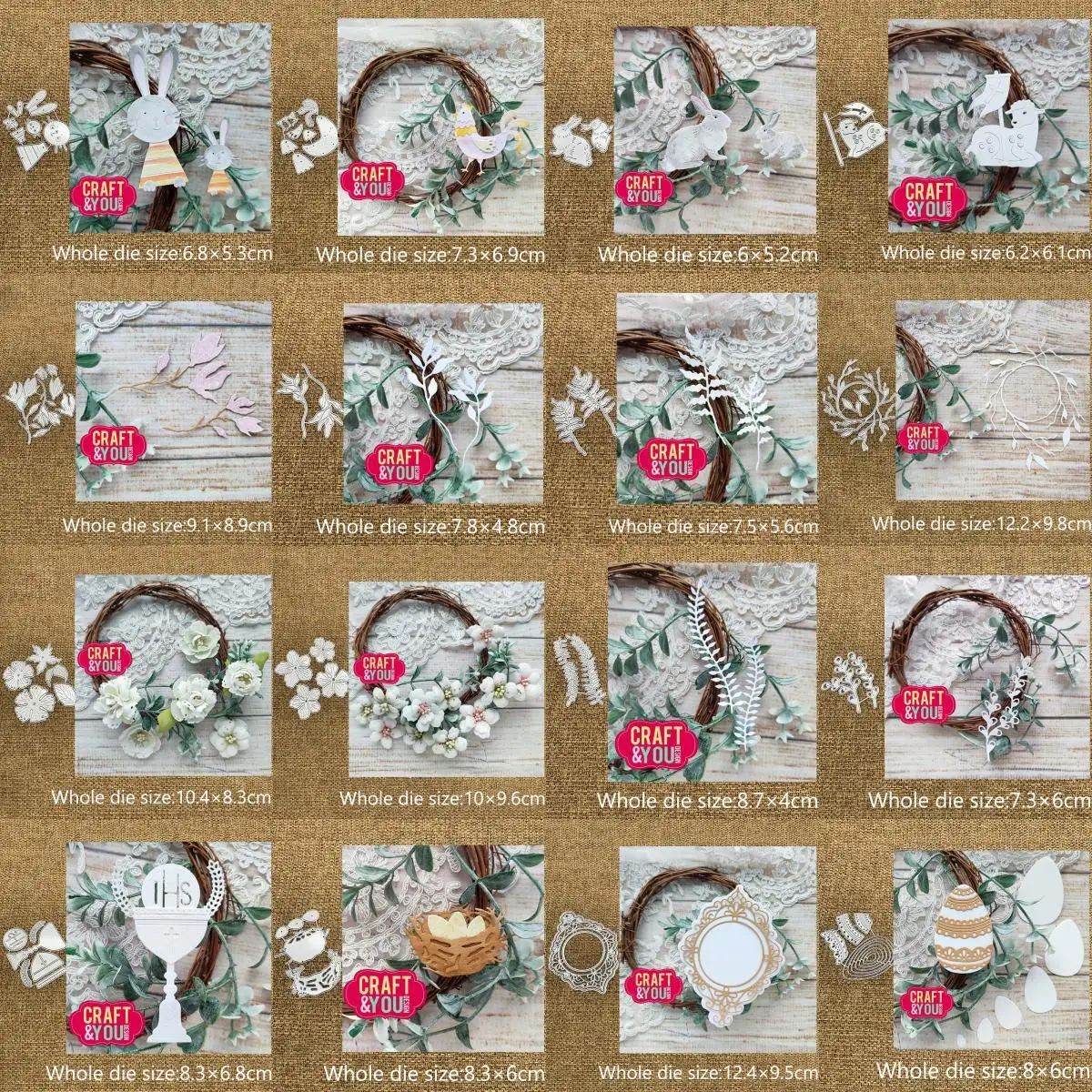 Craft Metal stencil mold Cutting Dies 16 kinds easter flower
