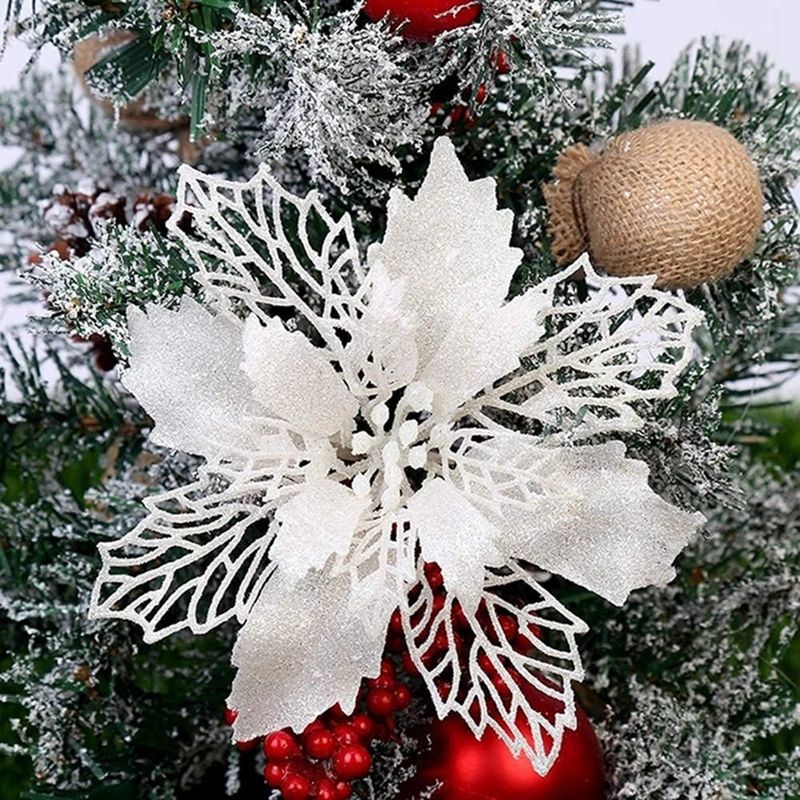 5/10Pcs 9CM Christmas Decoration Artificial Flowers Xma Tree
