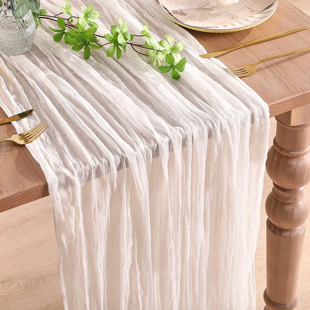 Semi-Sheer Gauze White Table Runners Vintage Rustic Wedding