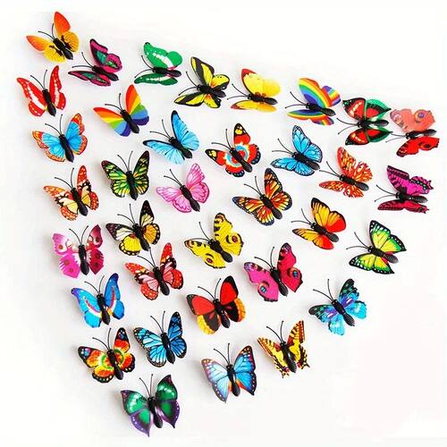 100pcs Simulated 3D Butterflies Versatile Colorful Plastic B