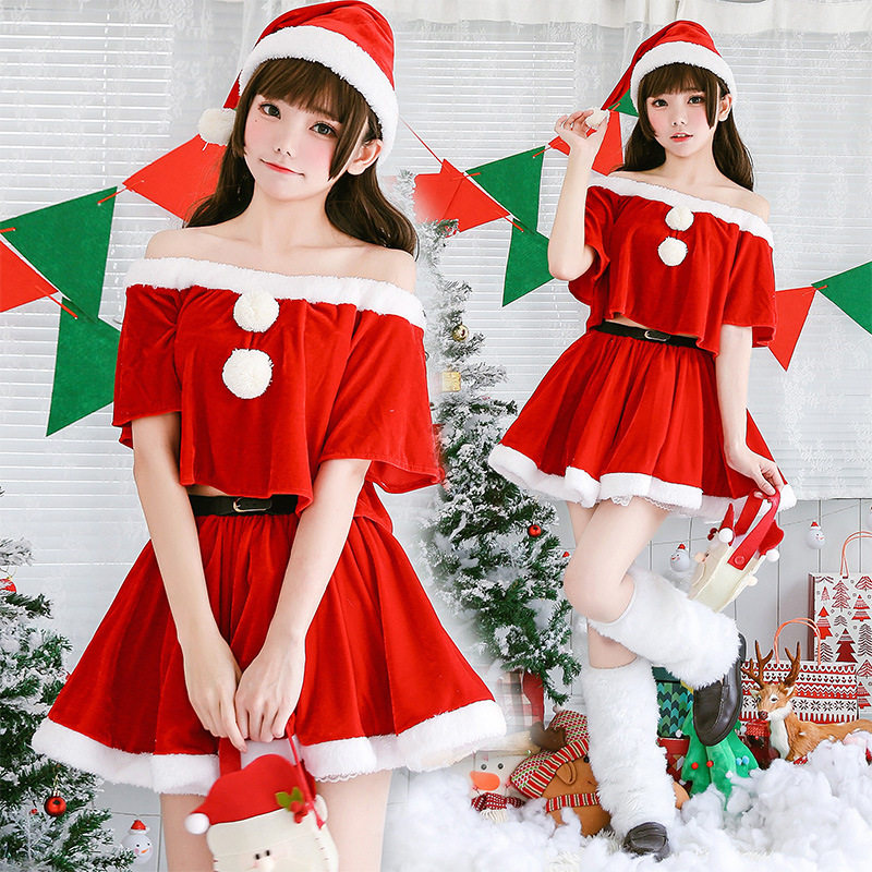 Christmas Costume Adult Women’s Outfit Holiday Party Dress-图片
