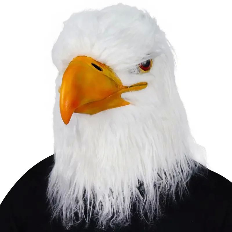 White Eagle Latex Mask Novelty Animal Bird HairMasks Fun Adu