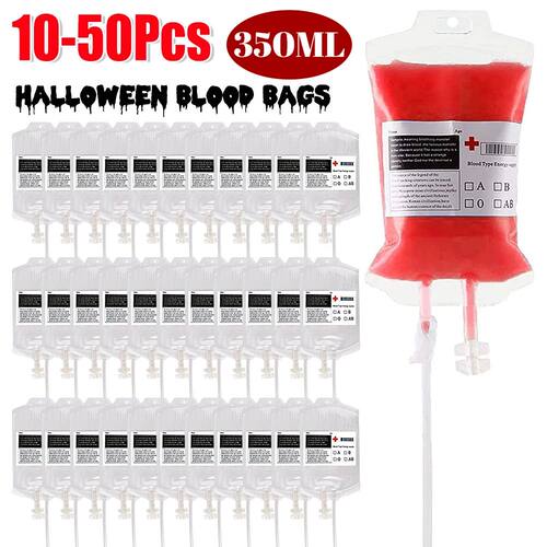 10-50PCS Vampire Cosplay Props 350ML Halloween Blood IV Bags