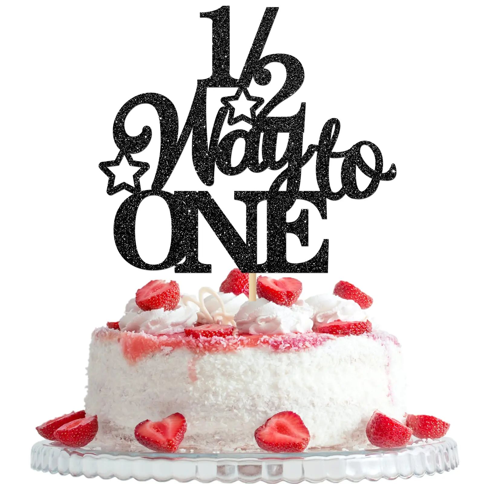 1pc 1/2 Way to One Cake Topper Happy Half Birthday Anniversa