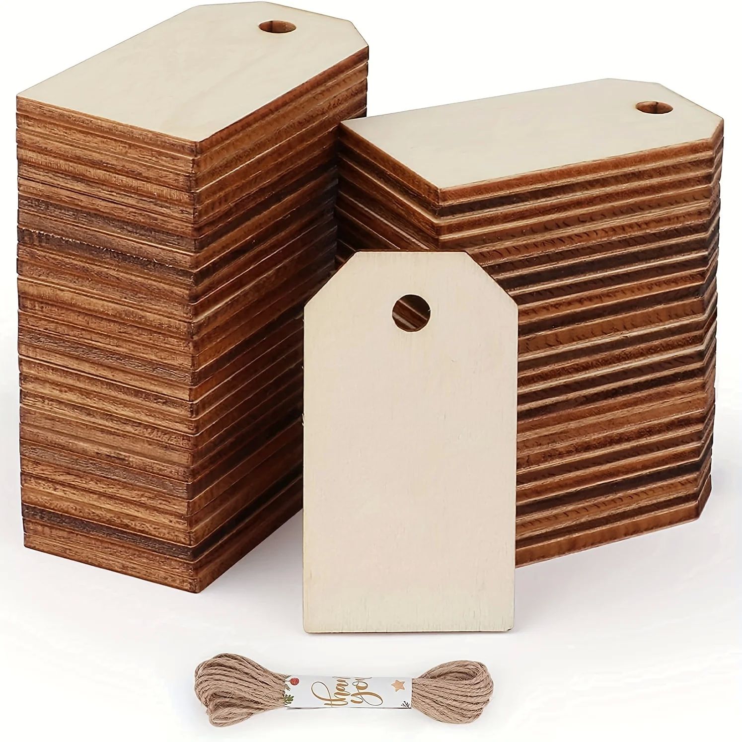 60Pcs 1X2in Unfinished Wood Tags Craft Labels for Home DIY C