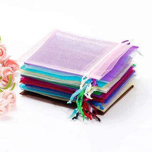 50pcs Chocolate Gift Bags Transparent Chiffon Drawstring Org