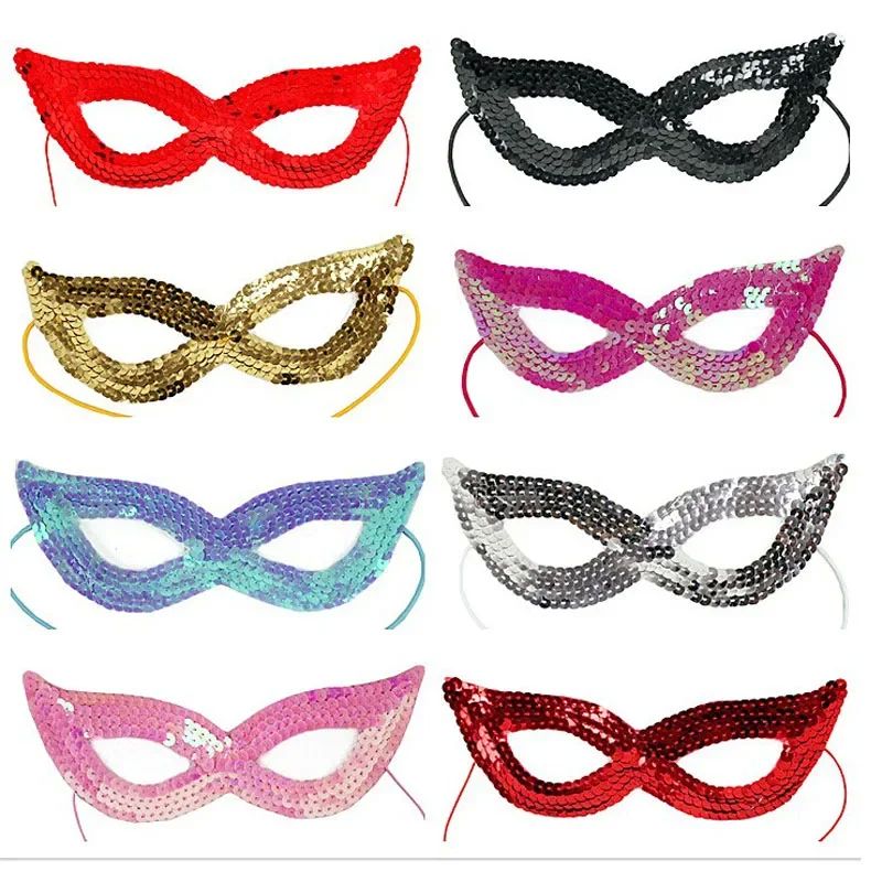 Women Girl Sequins Sexy Fox Cat Eye Mask Half Face Masks Lad