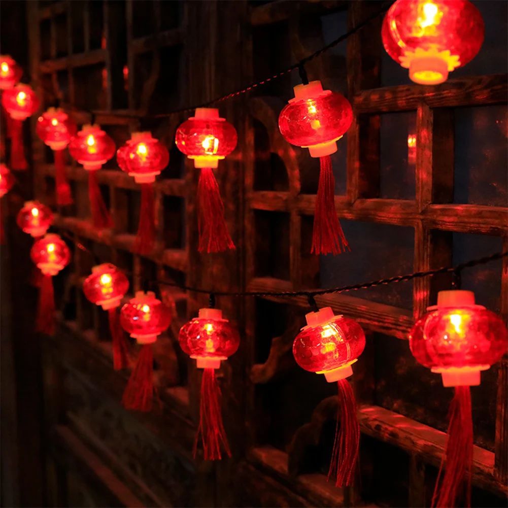 LED Red Lanterns String Lights Chinese Style Fairy String Li