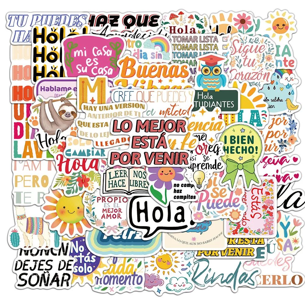 50/100PCS Spanish Motivational Stickers Cute and Exquisite A