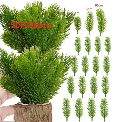 100/50pcs Artificial Pine Needle Plants Plastic Christmas Tr