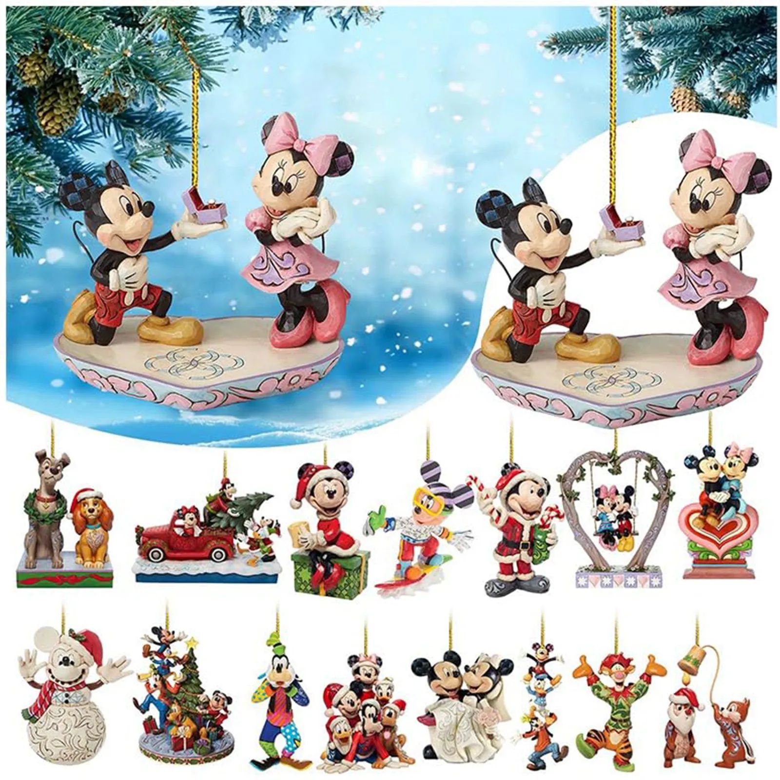 Anime 2d Flat Action Figure Minnie Mouse Xmas Tree Decoratio