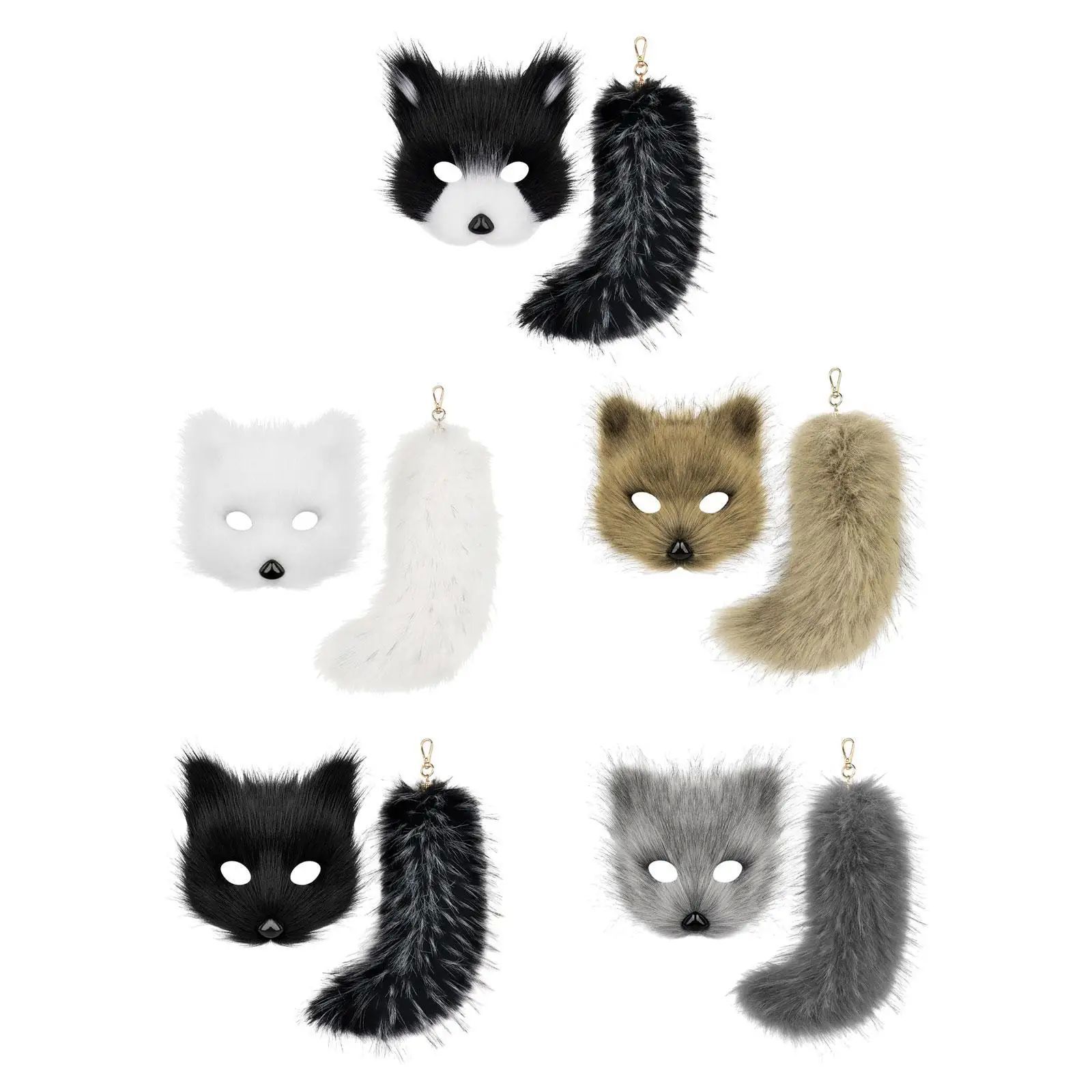 Therian Mask and Tail Set Cat Mask Role Playing Party Furry