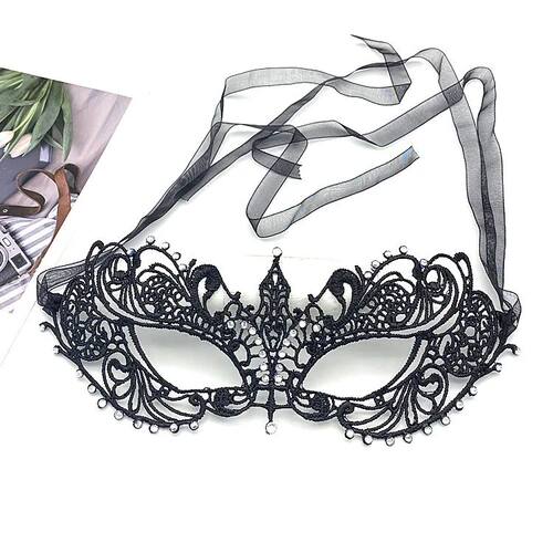 Women Sexy Hollow Lace Masquerade Gold Black Face Mask Princ