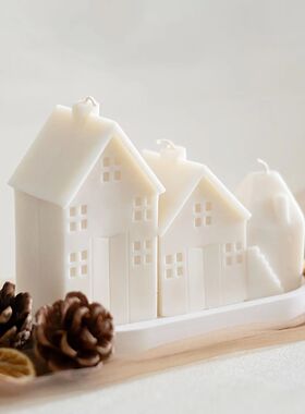 3Pcs Silicone Candle Mold Set 3D House Shaped with Mixed Des