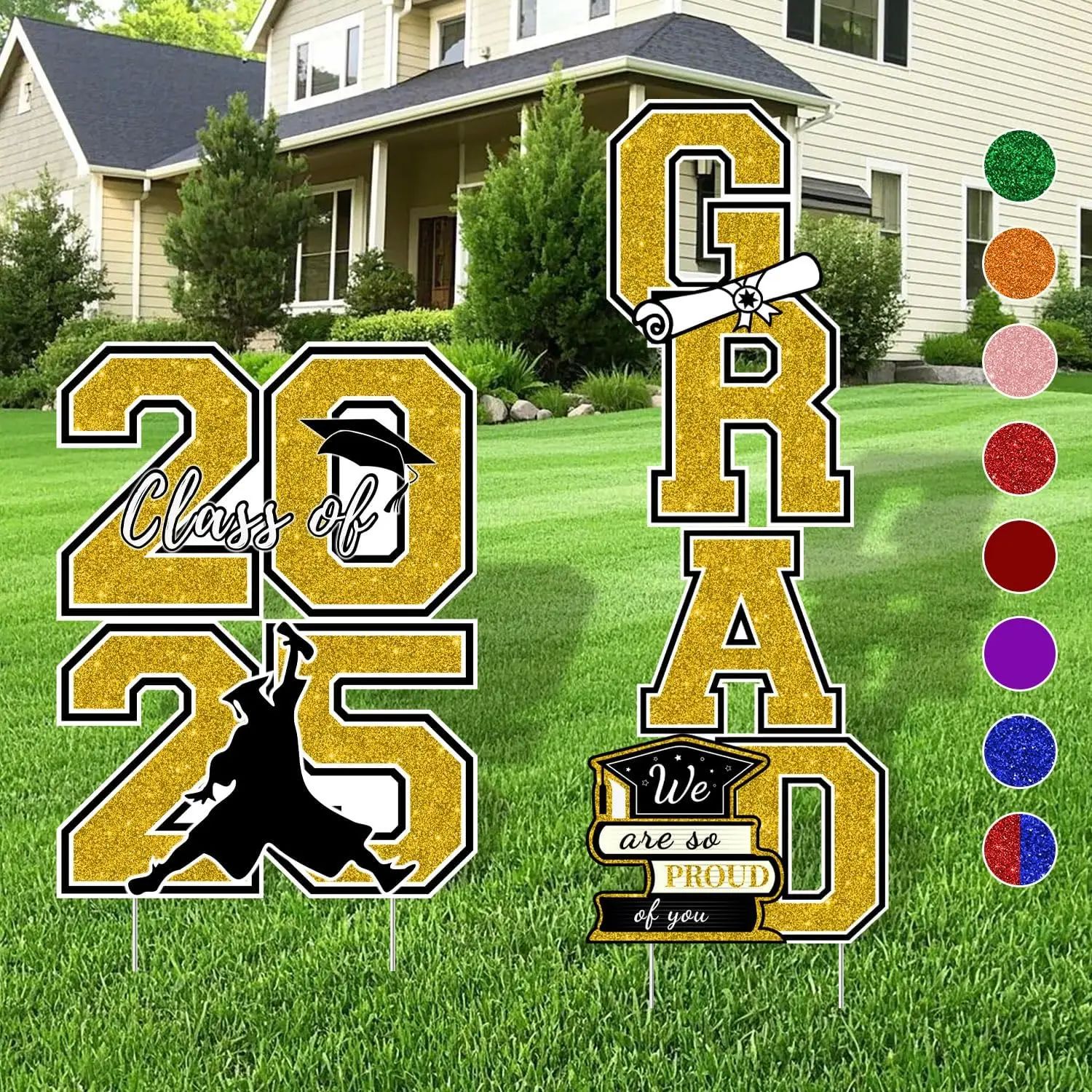 Graduation Yard Sign Class of Decorations- 4pcs Large Size G