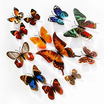 12Pcs Simulation Butterfly 3D Stickers Wedding Party Festiva