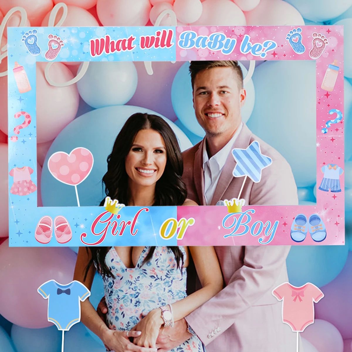 Gender Reveal Photo frame Photography Tools Welcome Baby Sho