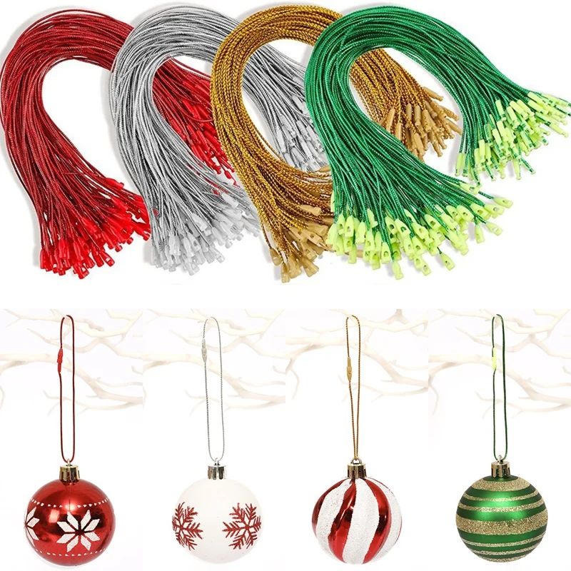 100pcs Christmas Ornaments Hooks Hanger String with Snap Orn