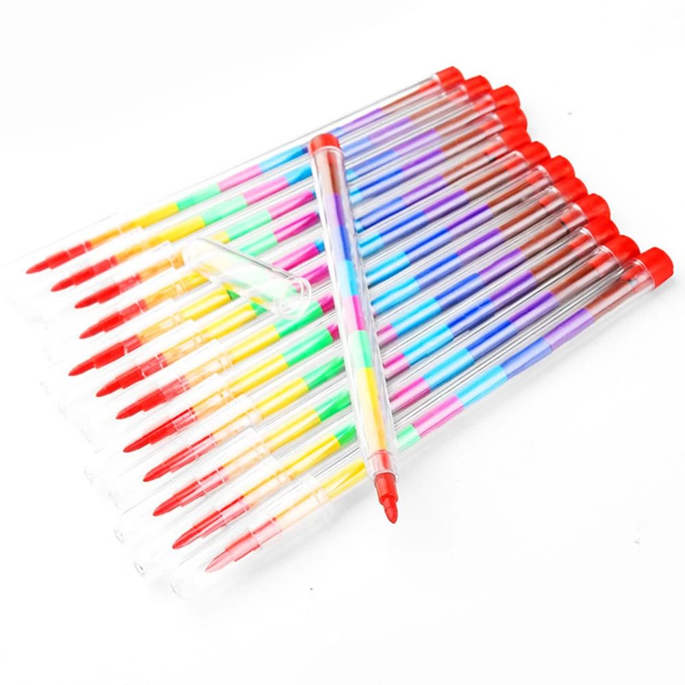 12/24Pcs Set Stackable Colorful Painting Graffiti Crayons Ki