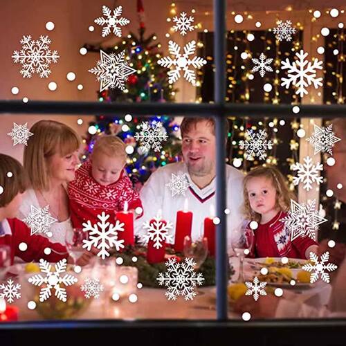 27pcs White Snowflake Window Decals Stickers Christmas New Y