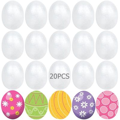 20pcs Easter Foam Eggs White Styrofoam Egg DIY Painting Art