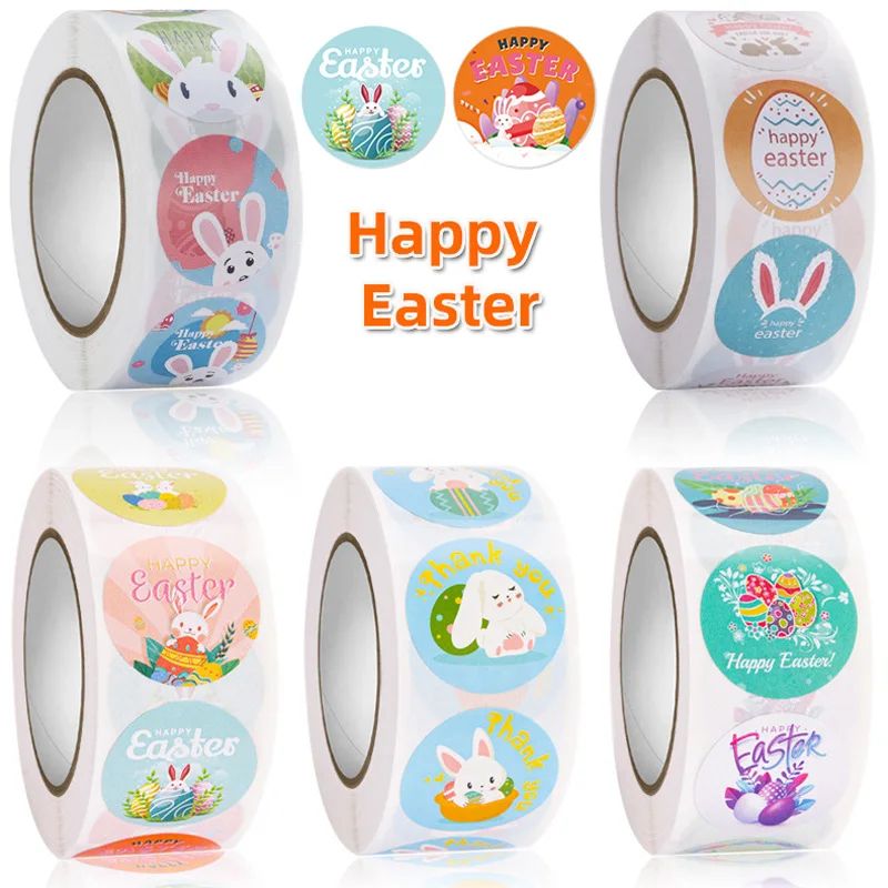 500pcs Easter Bunny Egg Cartoon Decoration Roll Sticker ForG