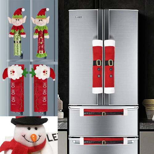 Christmas Handle Covers for Fridge Microwave Oven Santa Clau