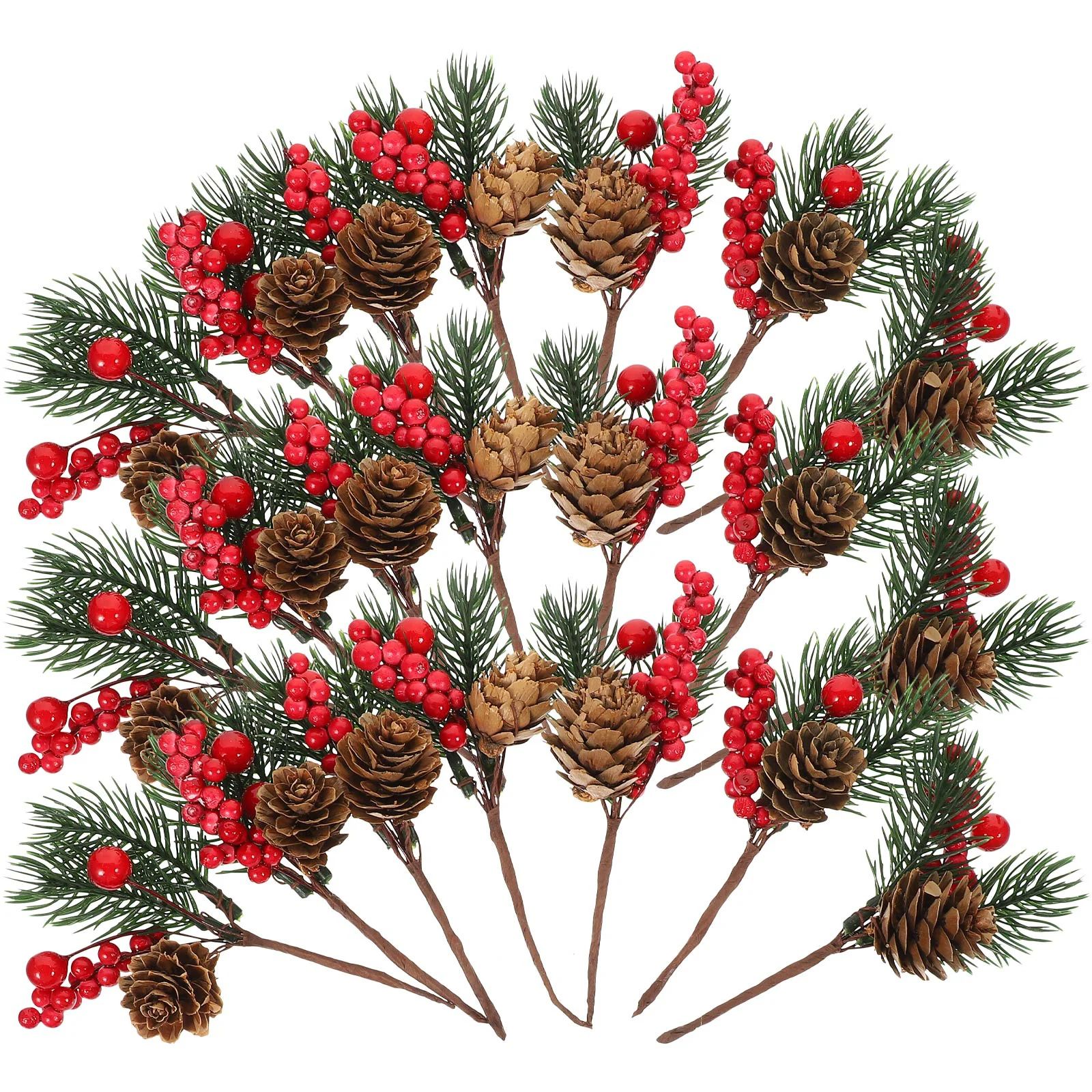 10Pc Artificial Pine Cone New Year's Twigs Christmas Flowers