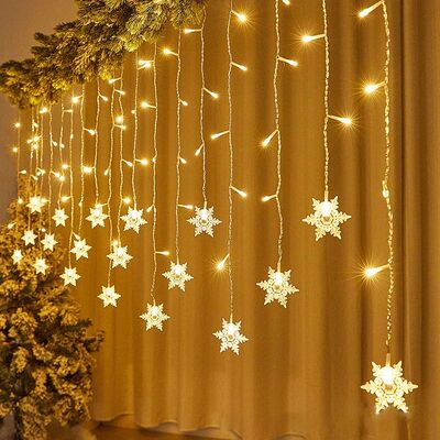 Christmas Light 3.5m Led Snowflake Curtain Garland Fairy Str