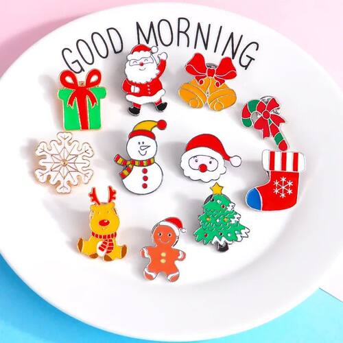 Christmas Gift For Women Men Brooches Enamel Pins Santa Clau