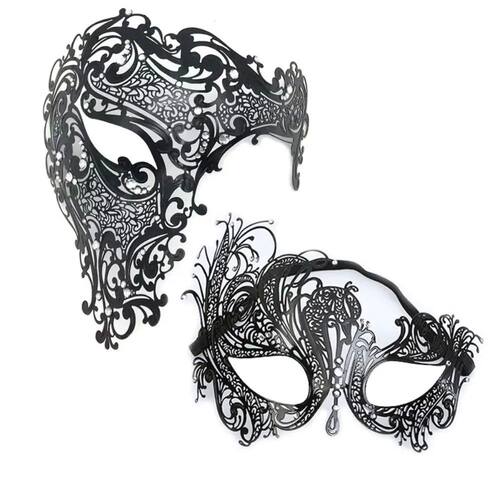 Black White Cosplay Rhinestone Halloween Metal Mask Skull Pa
