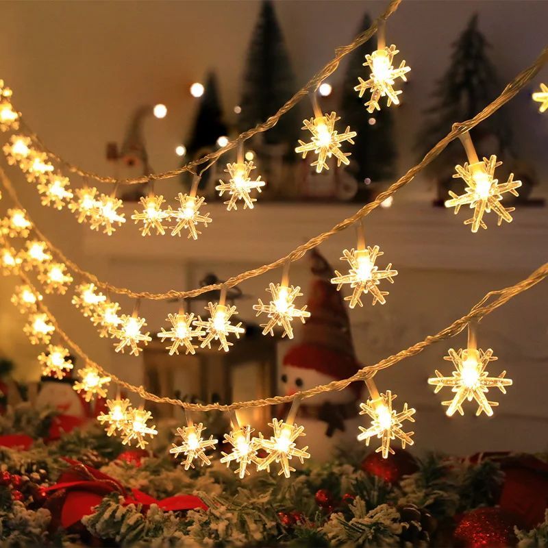 6M LED Snowflake Fairy Lights Battery/USB Power Copper Wire