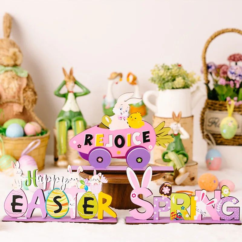 New Easter Easter Decor Letter Spring Wooden Rabbit Ornament