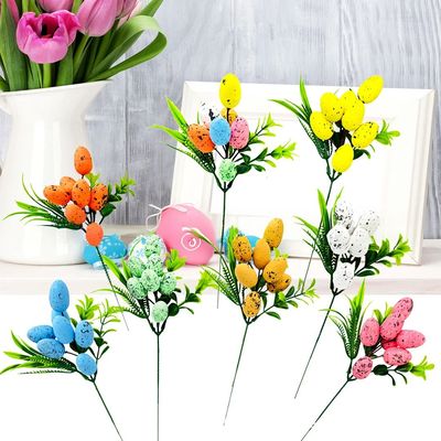 New DIY Easter Egg Cuttings Artificial Flowers Branch Colorf