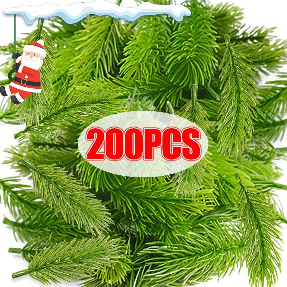 200/10Pcs Christmas Artificial Pine Needles Fake Pine Branch